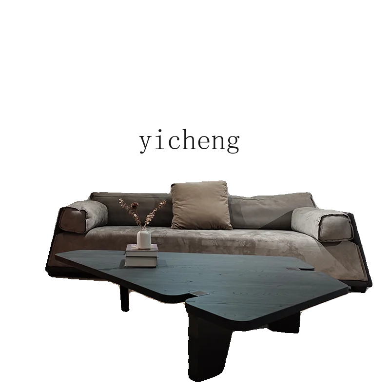 

ZK minimalist irregular cheese coffee table creative high sense black antique wooden tea table