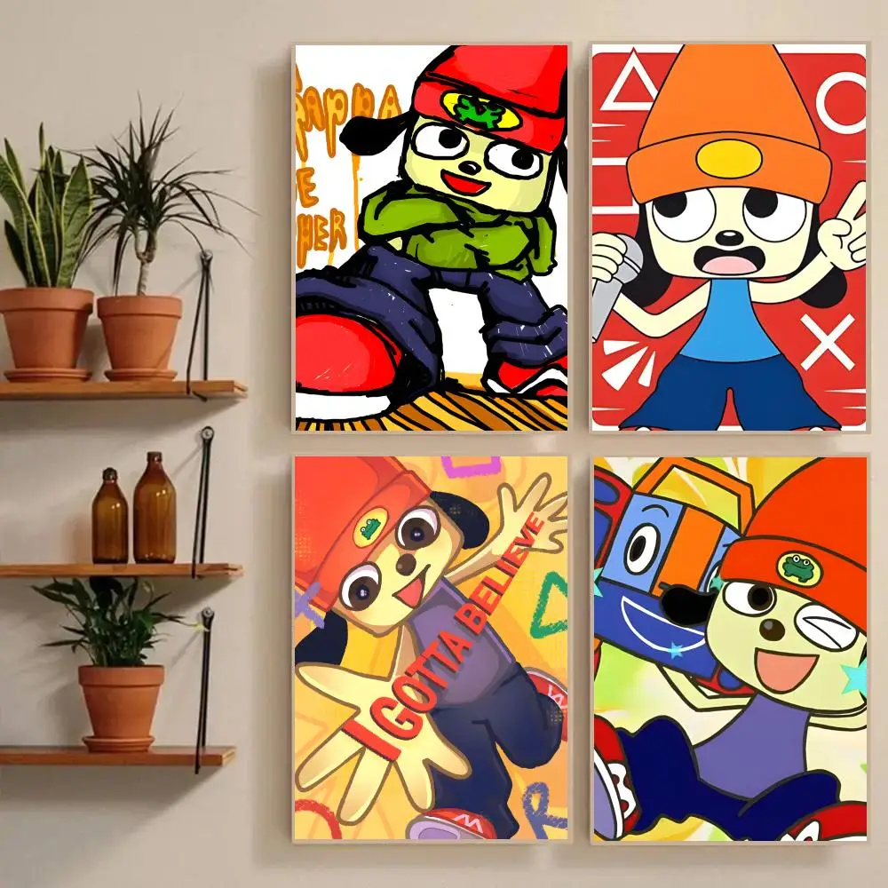 P-Parappa T-The R-Rapper Poster Waterproof Wall Art Sticker For Bar Living Room Vintage Room Decor High Quality Print Gift
