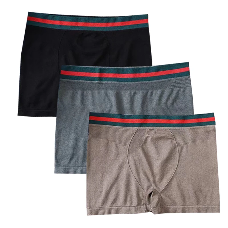 

4pcs Men's Comfortable Boxer Brief Plain Color Panties Male Breathable Seamless Mid-Rise Boxer Horts U-shape Convex Design Panty