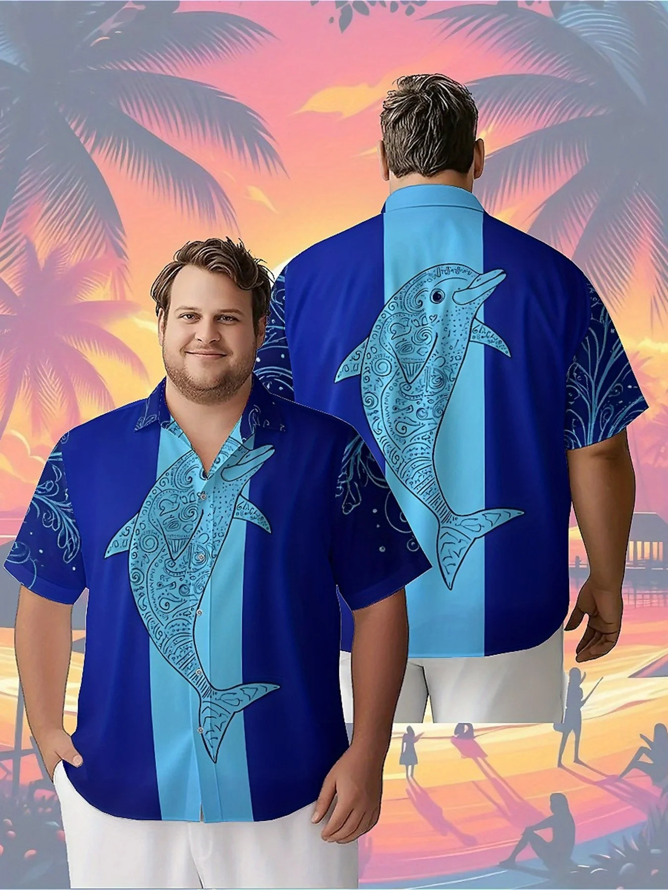 

Men's Plus Size Hawaiian Shirts Ocean Elf Pattern, Unisex Aloha Shirts,New in Summer Tops Tee,streetwear