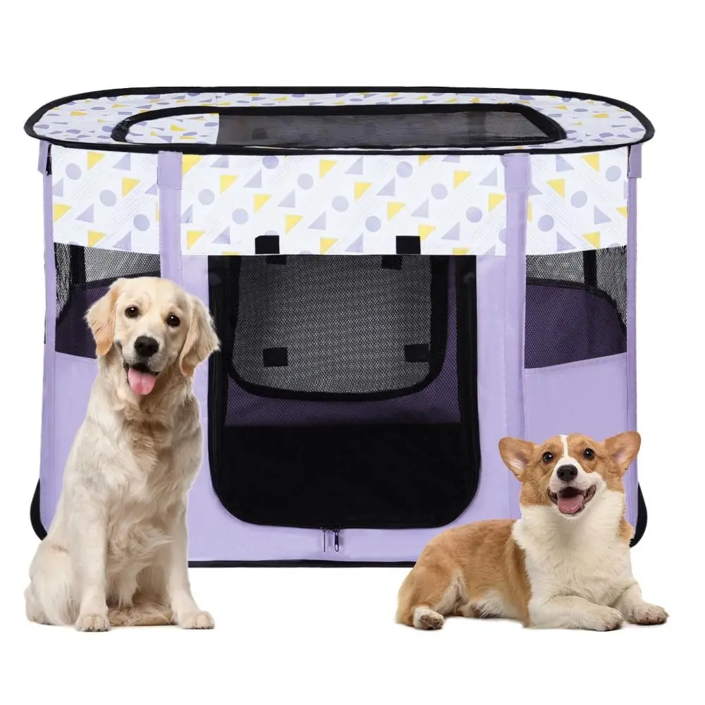 Sturdy Portable Pet Playpen Collapsible Breathable Dog Enclosure Storage Bag Waterproof Kennel Tent Camping