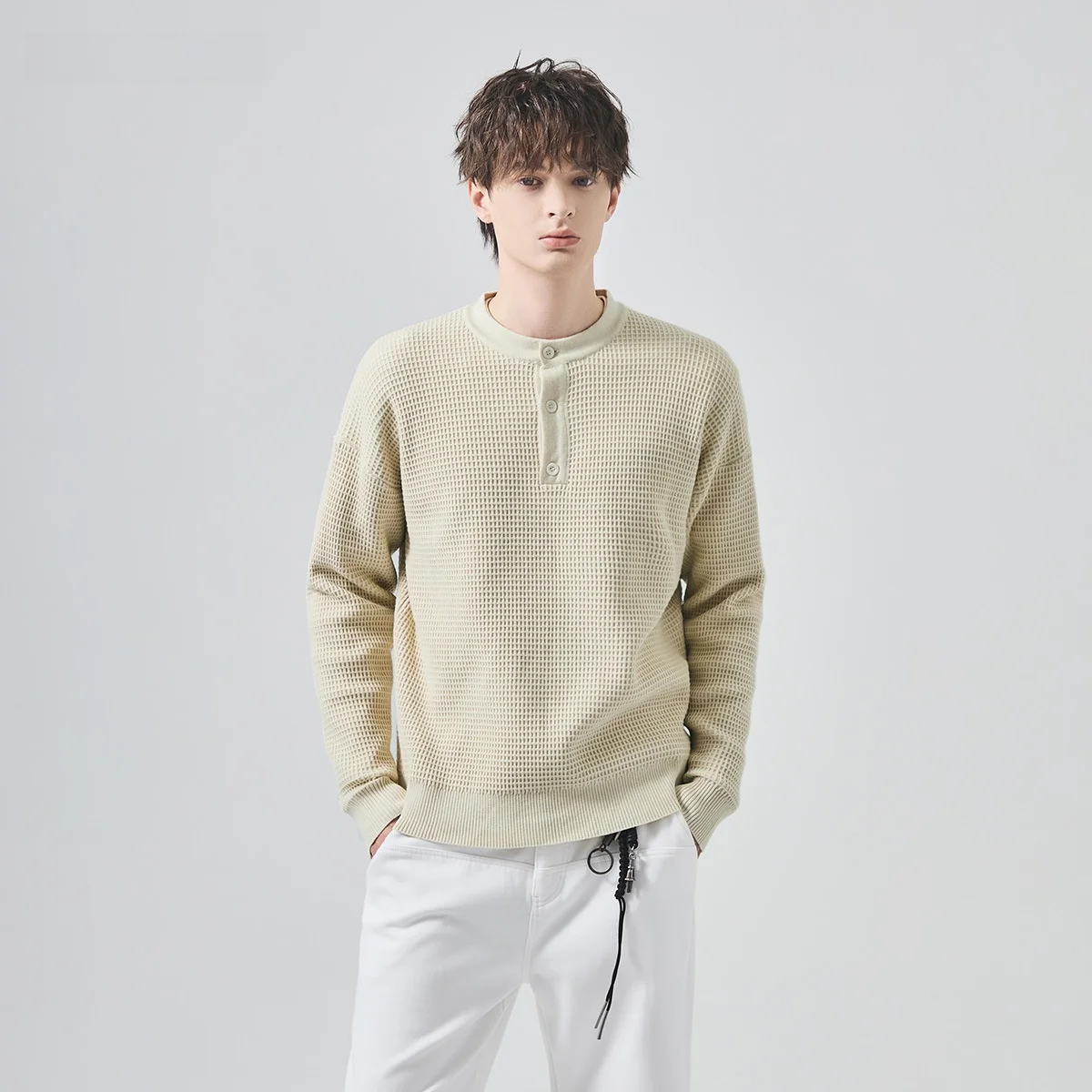 

Men's Loose Knitted Sweater Henry Collar Inner Wear Top Autumn Winter Faionable Comfortable Long Sve Thermal Clothing