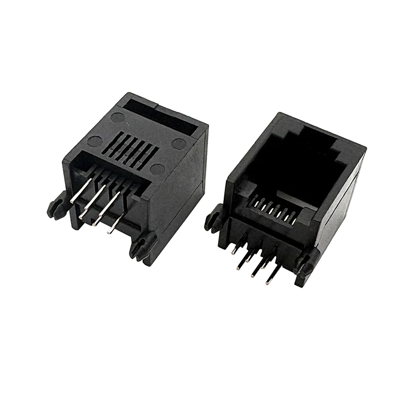 

50PCS 5521 RJ11 crystal plug socket for RJ25 telephone jack with 6P6C core unit, single cell, no ears, black plastic connector