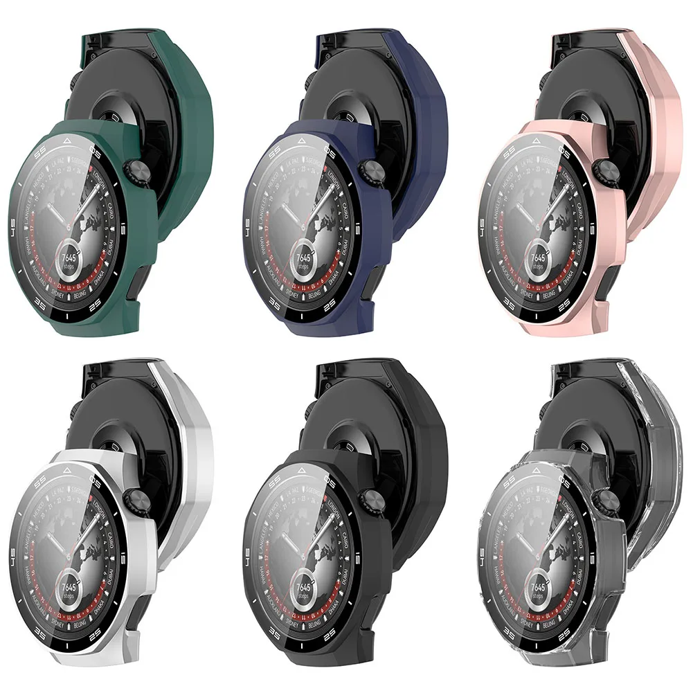 Capa dura para pc para huawei watch gt 5 pro 46mm, capa protetora de tela + vidro temperado, acessórios de capa protetora de tela