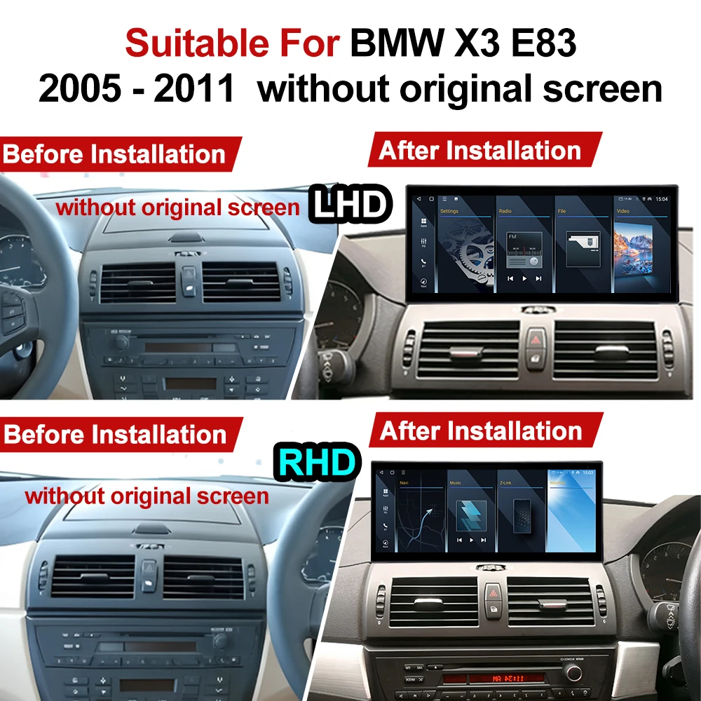 Android 14 Car 12.3 inch For BMW X3 E83 2005-2011 Touch Screen Car Carplay Multimedia Stereo Player GPS Navigation Dash Cam DVR view 3