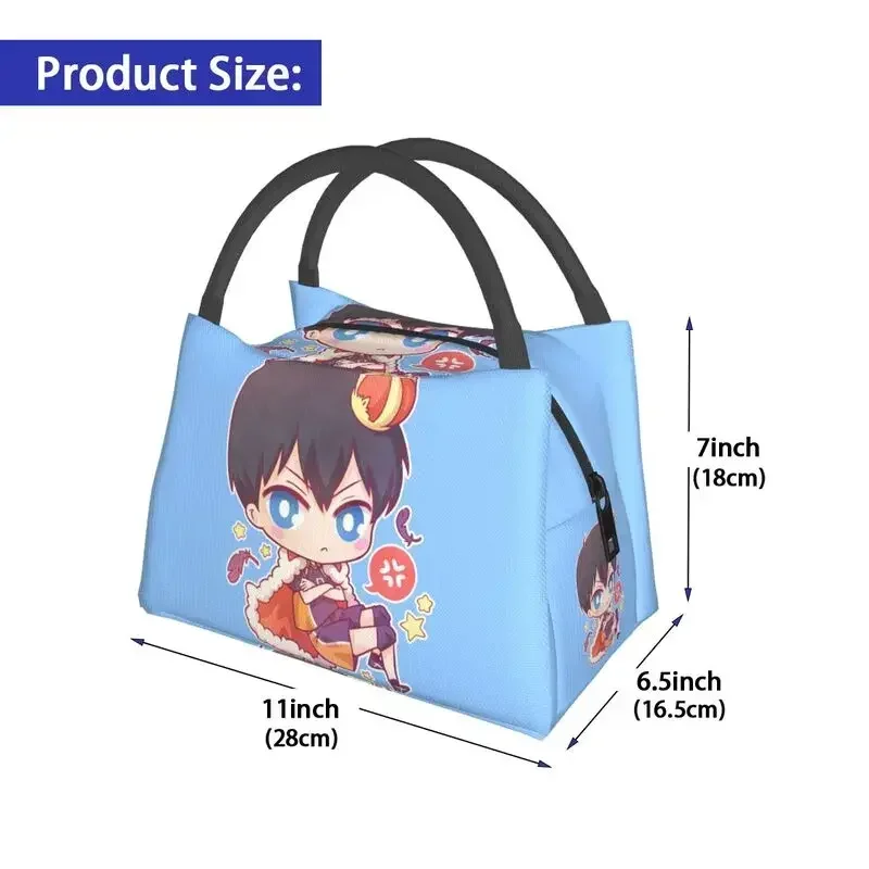 Haikuu Tobio Kageyama 휴대용 도시락 상자 여성 누출 방지 일본 배구 애니메이션 만화 열 쿨러 식품 절연 점심 가방