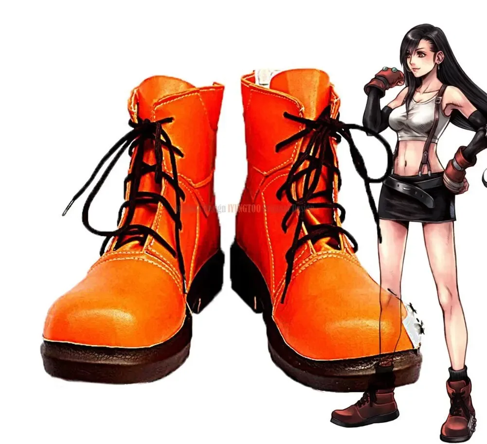 

FF7 Tifa Lockhart Boots Cosplay FFinal FFantasy VII Tifa Lockhart Cosplay Shoes Orange Boots Custom Made