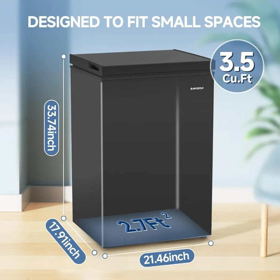 فريزر صدر مدمج 3.5 قدم مكعب مع سلة قابلة للإزالة وترموستات قابل للتعديل للتخزين الفعال في شقة النوم المنزلية أو #3