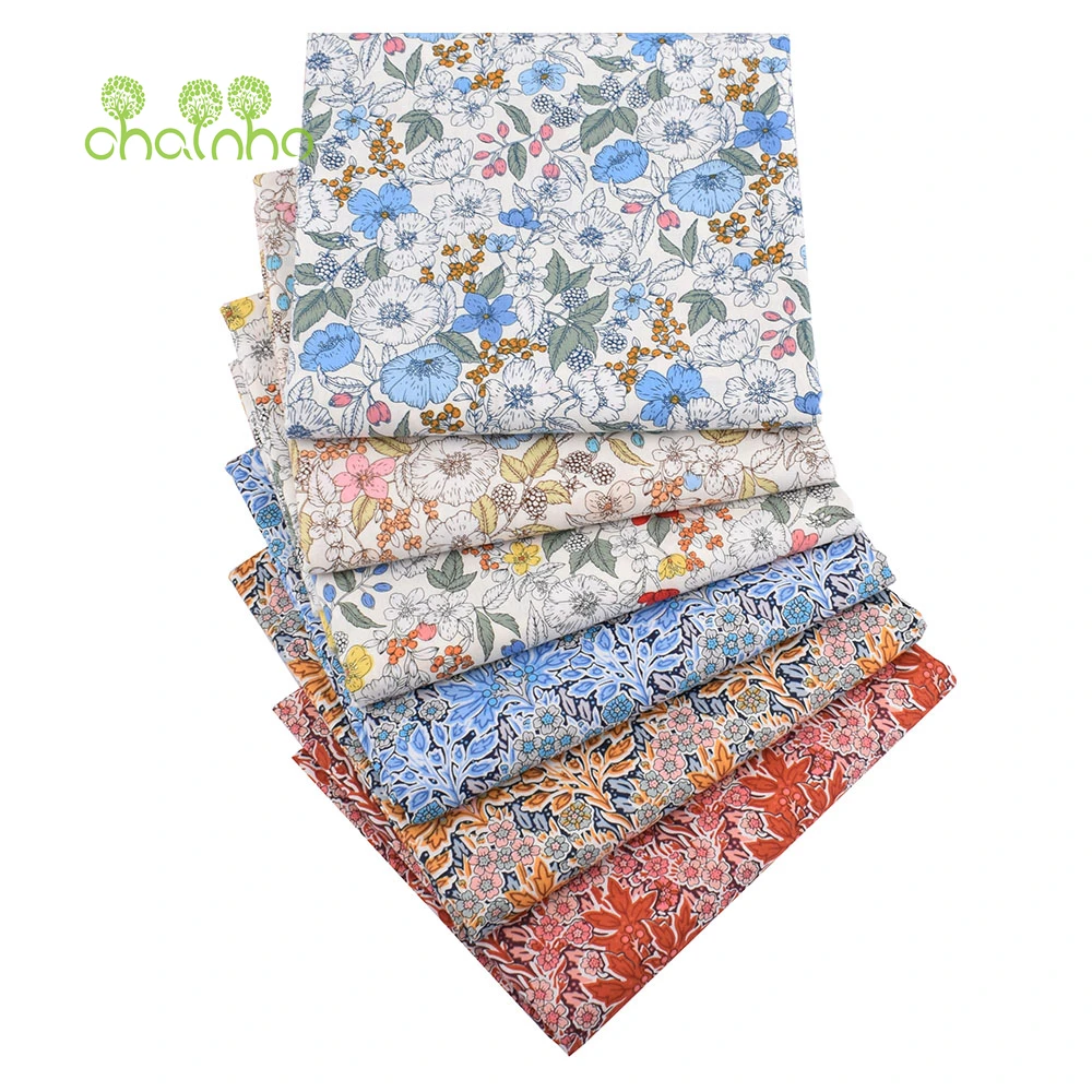 

Chainho,Printed Plain Weave Poplin Cotton Fabric,DIY Sewing Quilting Material,Patchwork Cloth,4 Sizes,Floral Series,PCC75