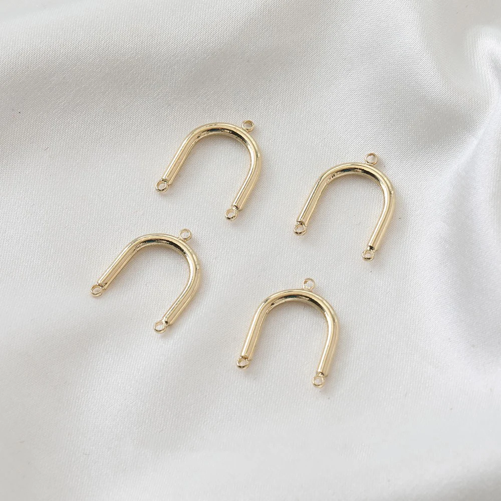 6PCS 14K Gold Plated Arch U-Shaped Pendant Jewelry DIY Making Supplies Brass Material Accessories