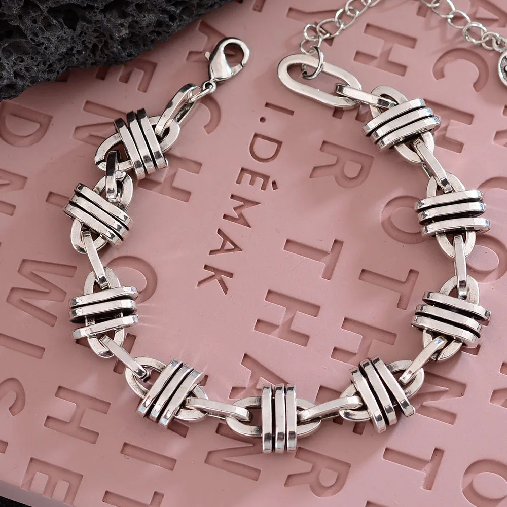 New Arrival Trendy Oval Design Retro Thai Silver Ladies Charm Bracelet Jewelry For Women Birthday Gifts No Fade