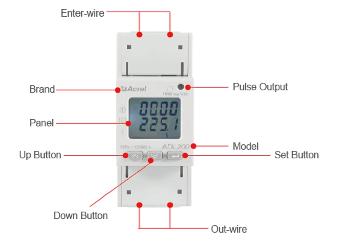 Acrel ADL200 Single phase Mid Approved 80A 230V power meter for Solar system