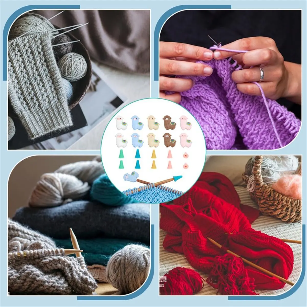 【TODAY-BUY】10 Pcs Alpaca Shape Knitting Needle Stoppers, 30 Pcs Knitting Needle Point Protectors Silicone Stoppers Knitting