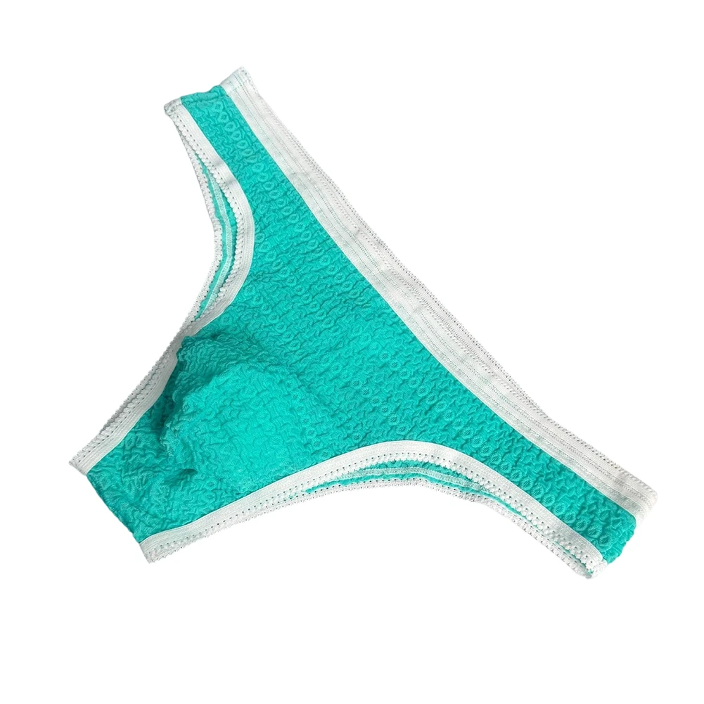 Men Lace Texture Briefs Breathable Bulge Pouch Low Waist Underwear Sexyy Lingerie Underpants For Daily Wear