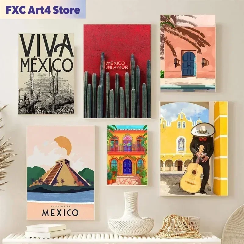 Frameless Vintage Mexico Travel Landscape Native Mexican Photograph Mexico Art Poster Canvas Painting Wall Prints Picture Room H