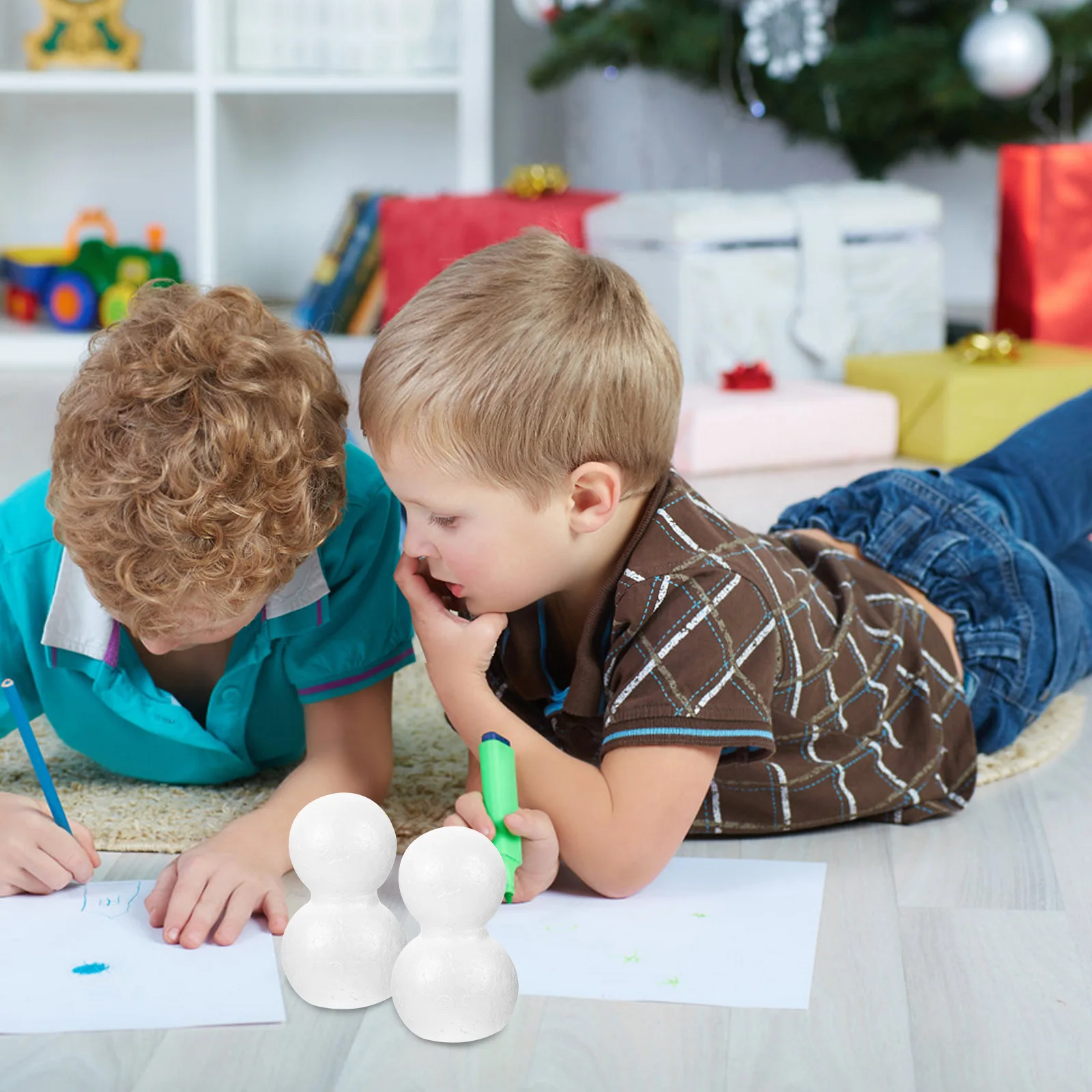 

10Pcs DIY Snowman Balls Christmas Crafting Kit Safe Lightweight Durable Decor Xmas Adornment Material Foam Snowman