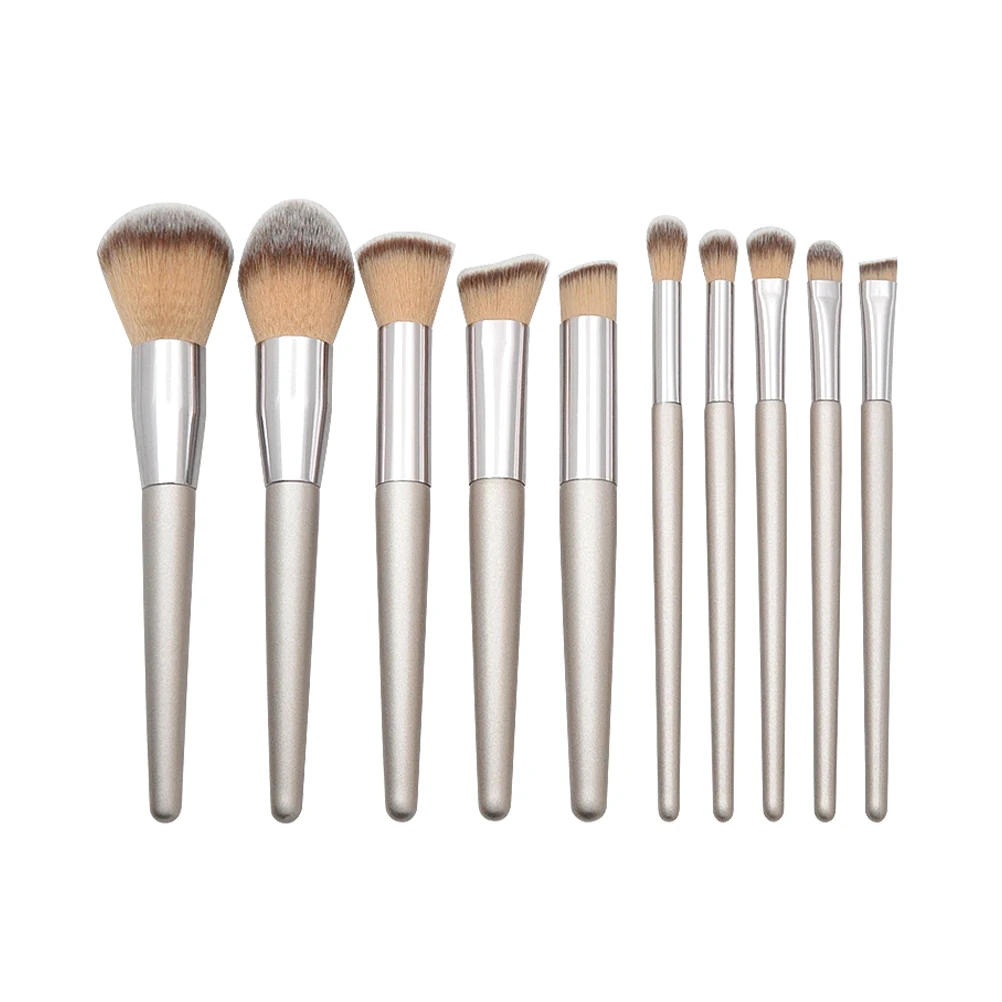

10pcs Brushes Set Makeup Kit Professional Portable Wood Handle Brushes For Foundation Blush Powder Reusable
