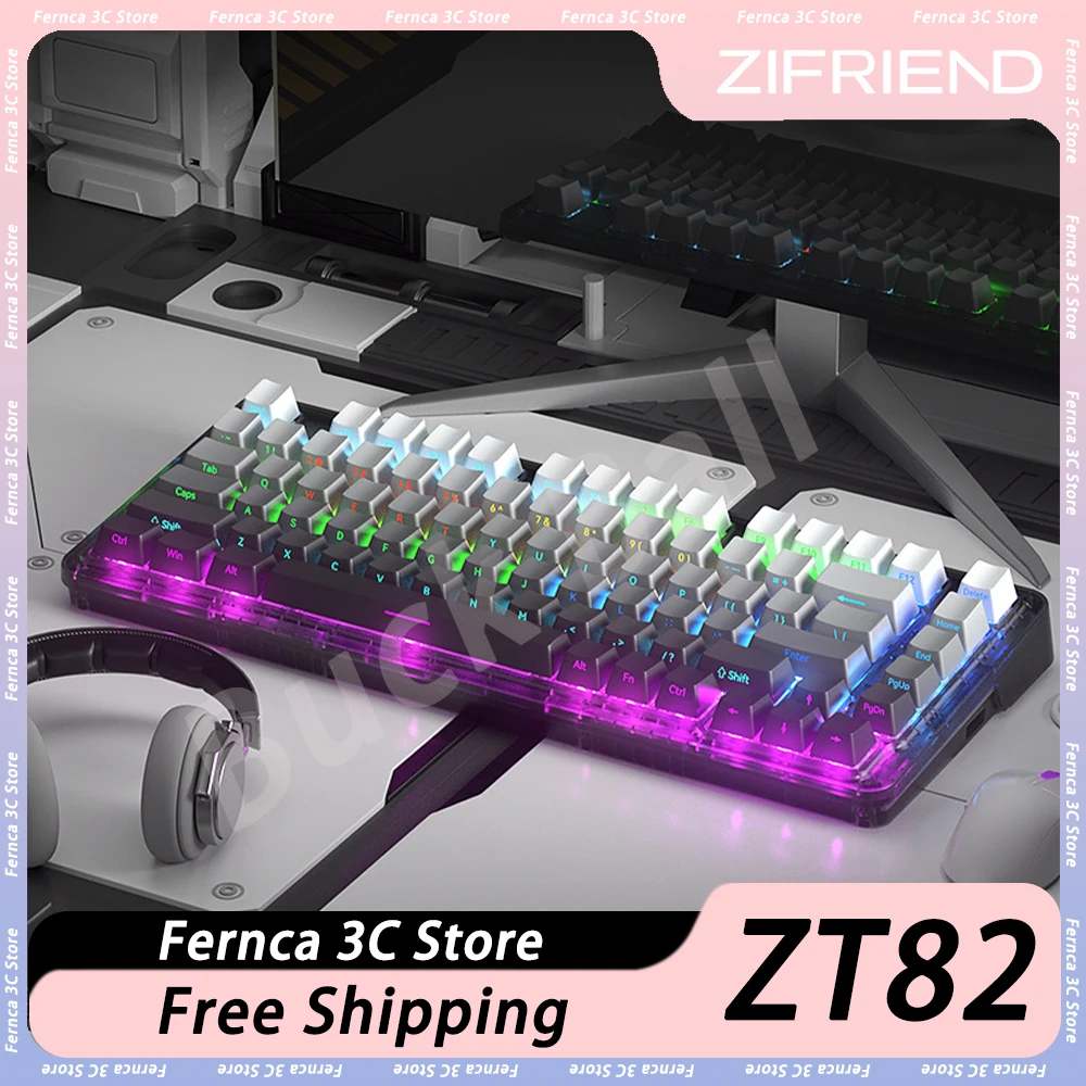 

Zifriend ZT82 Mechanical Keyboard RGB Backlit Three Mode Wirless Gasket Hot Swap Gaming Keyboard Ergonomics Pc Gamer Accessories