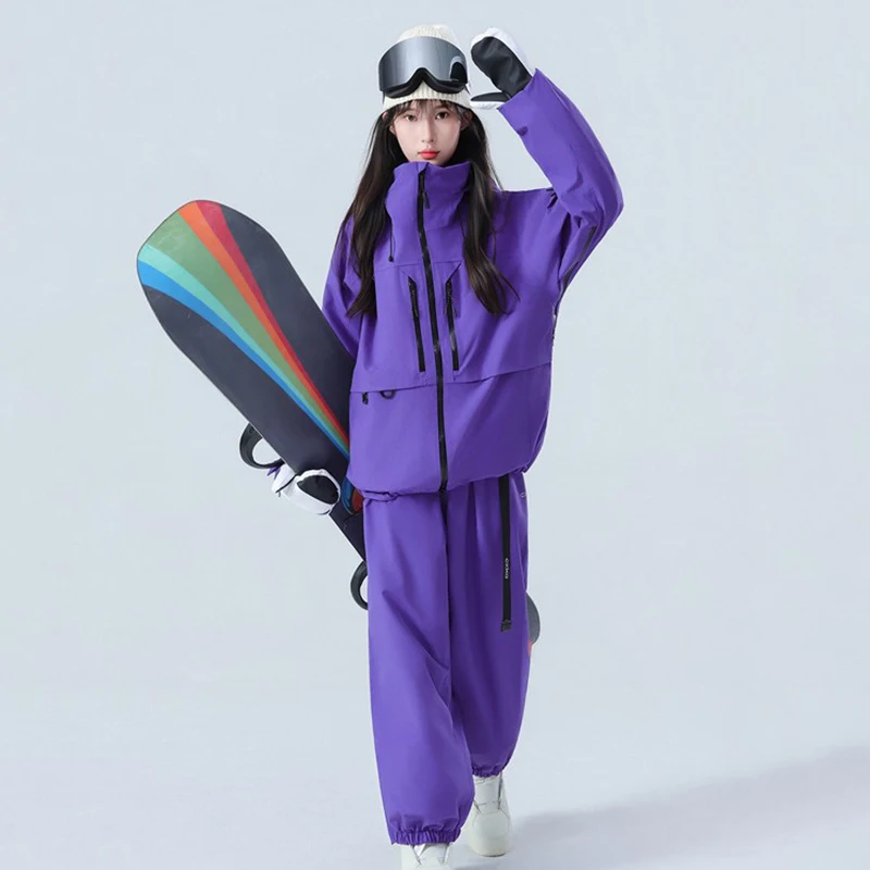 New Professional Male Female Ski Suit Set Loose Type Waterproof Couple Single and Double Board Keep Warm Ski Pants Ski Jackets