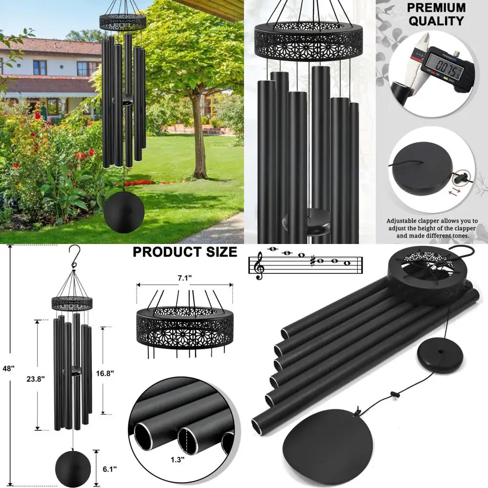 

Large Outdoor Memorial Wind Chimes with 6 Heavy Tubes for Deep Tones - Garden Windchimes for Serene Atmosphere