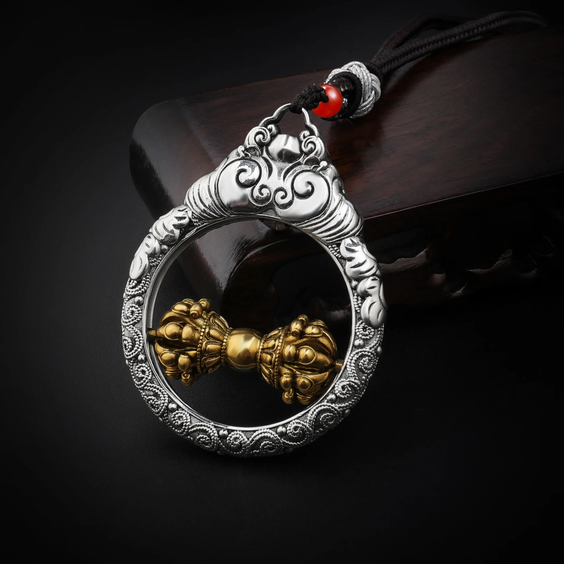 Pure Copper Gluttony Nine Strand Diamond Pestle Handle Piece Silver Plated Gold Middle Rotatable Pendant Pendant Pendant