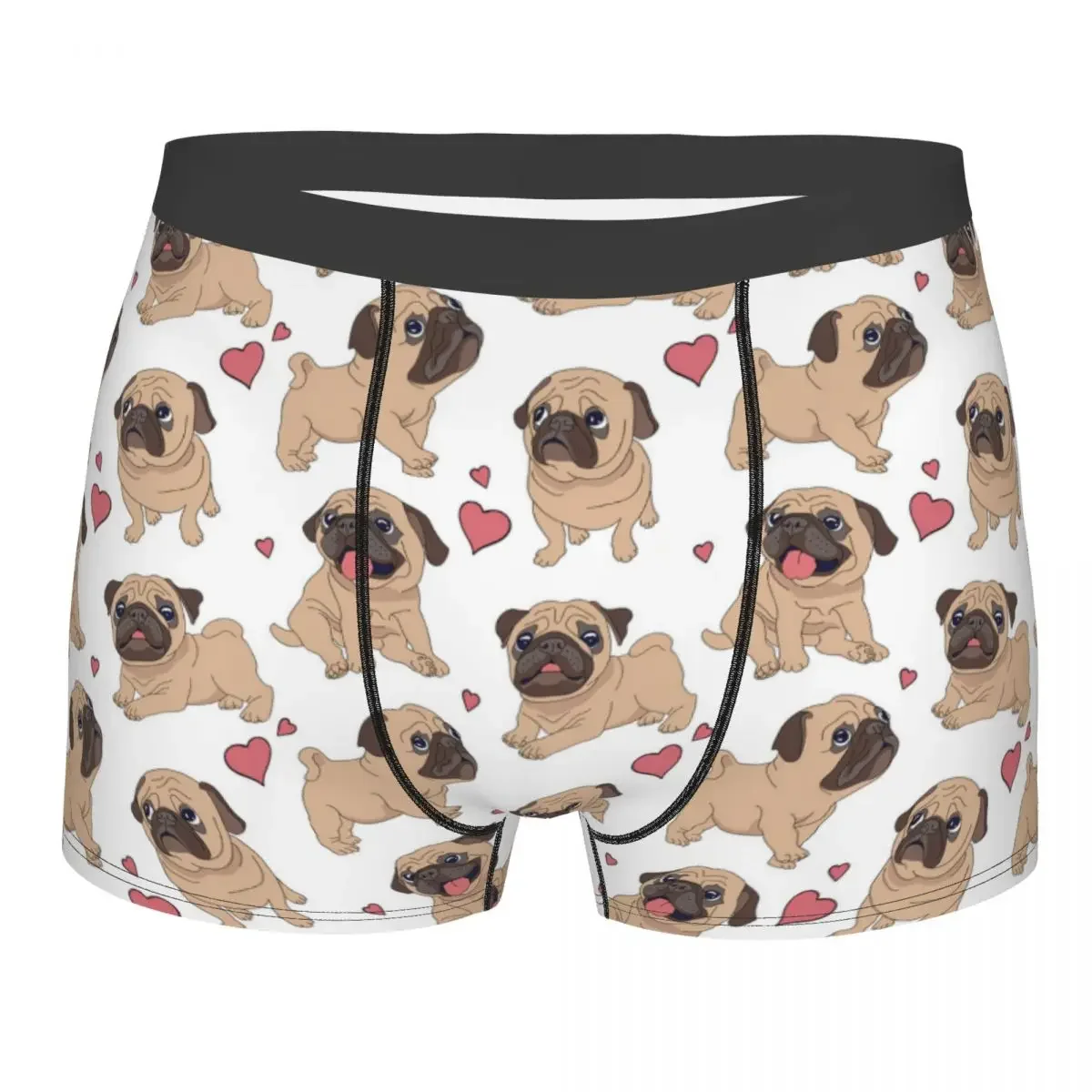 Boxer Men Underwear Male Panties Funny Pugs with Hearts Shorts Boxer Comfortable Shorts Homme