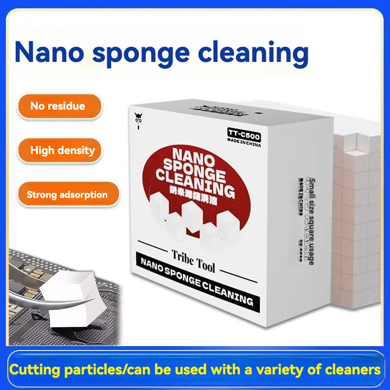 

500-Piece Sponge Cleaning Pads - Nano Sponge for Stain Removal, OCA Glue Erasing & Motherboard Cleaning