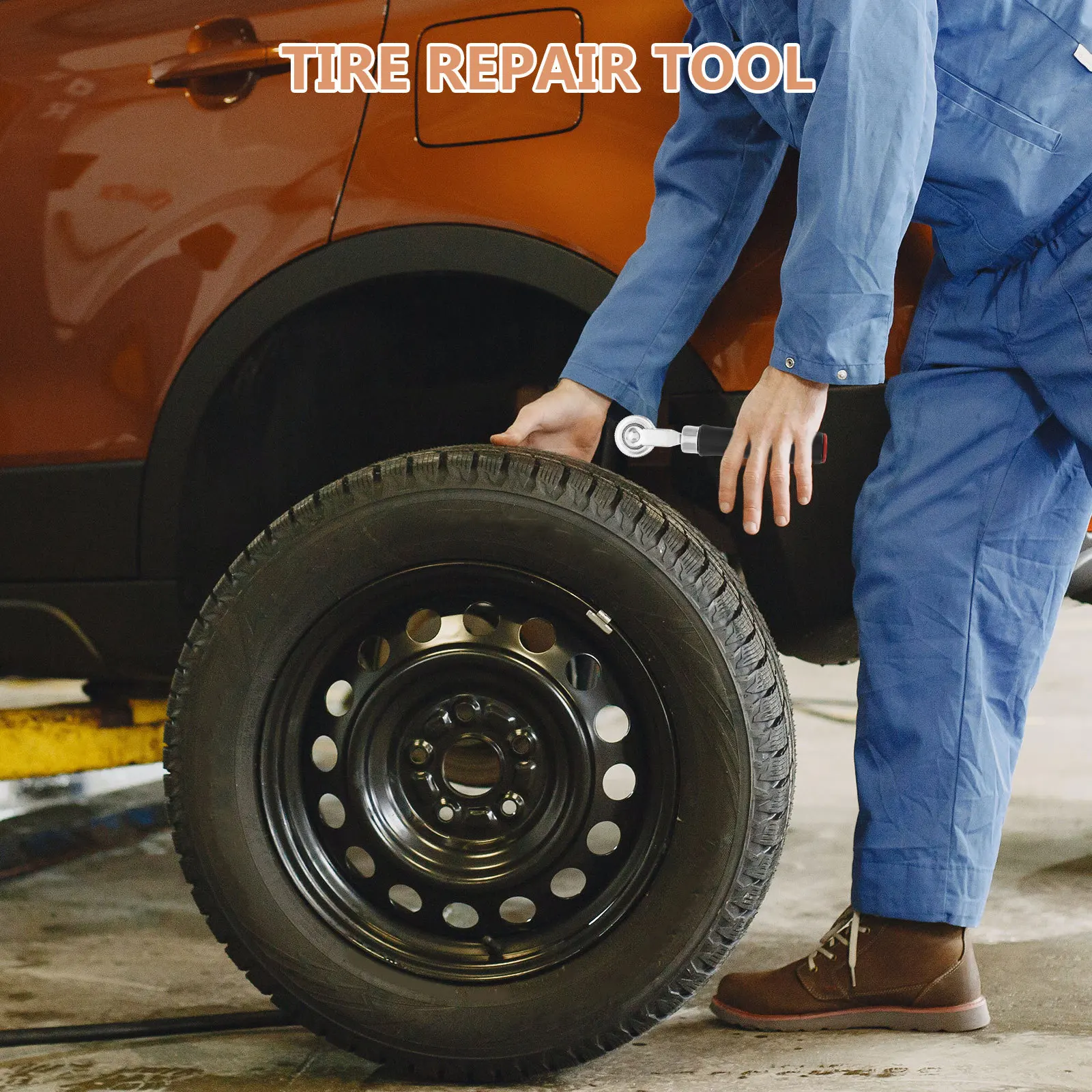 

2Pcs Tire Patch Roller and Inner Liner Scraper Kit Heavy Duty Repair Tool Set for Car Truck Motorcycle Tires Quick Effective