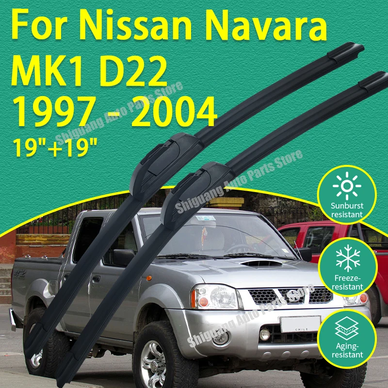 

Front Silicone Coating Wipers for Nissan Navara MK1 D22 1997 - 2004 Car Wiper Windshield Windscreen Blades Accessories 2003 1998