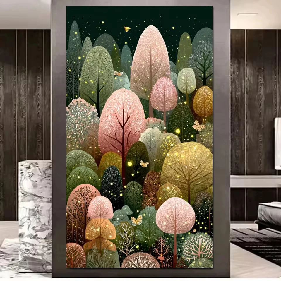5D DIY Diamantmalerei Magischer Wald Diamant-Mosaik Kreuzstich-Set Baum-Landschaft Strass-Stickerei Heimdekoration