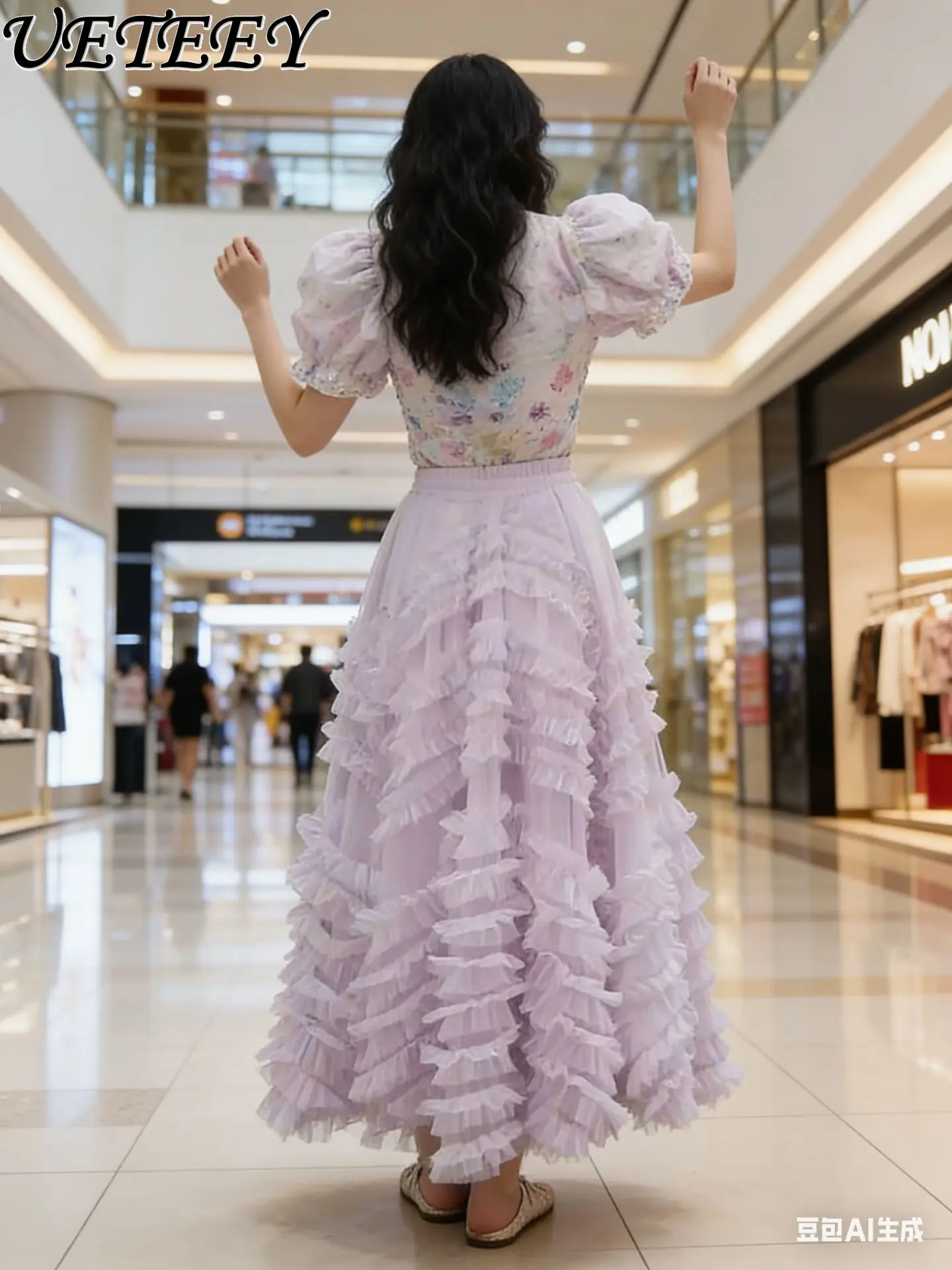 

Новая весенняя коллекция 2026: Женская длинная пышная юбка-торт во французском стиле с широким асимметричным подолом из сетки, в стиле «Мечтательная фея» (Kawaii Sweet Fairy)