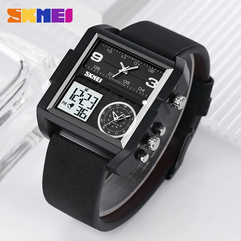 Reloj de pulsera digital con luz trasera para hombre, reloj despertador resistente al agua 3Bar, cronómetro informal de 3 tiempos, 2021