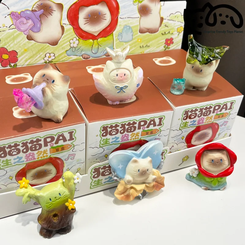 

Cute Cat Blind Box Original Unique Creative Cat Figurine Desktop Ornament Dolls Surprise Kawaii Action Home Office Decor Gift