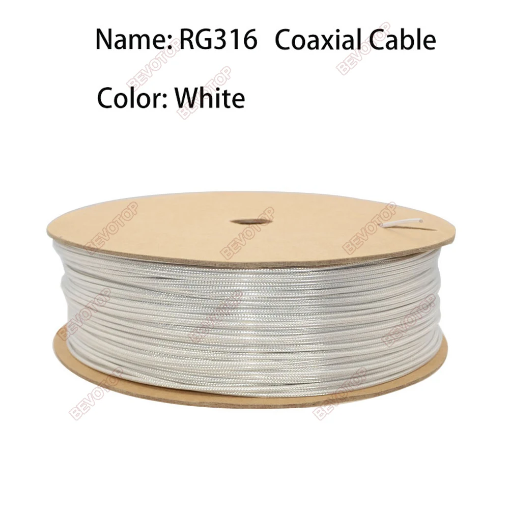 RG316D / RG316-Kabel, blau/weiß/schwarz/braun, RG-316 HF-Koaxialkabel, 50 Ohm, verlustarmer Pigtail-Jumper für Crimp-Lötanschluss