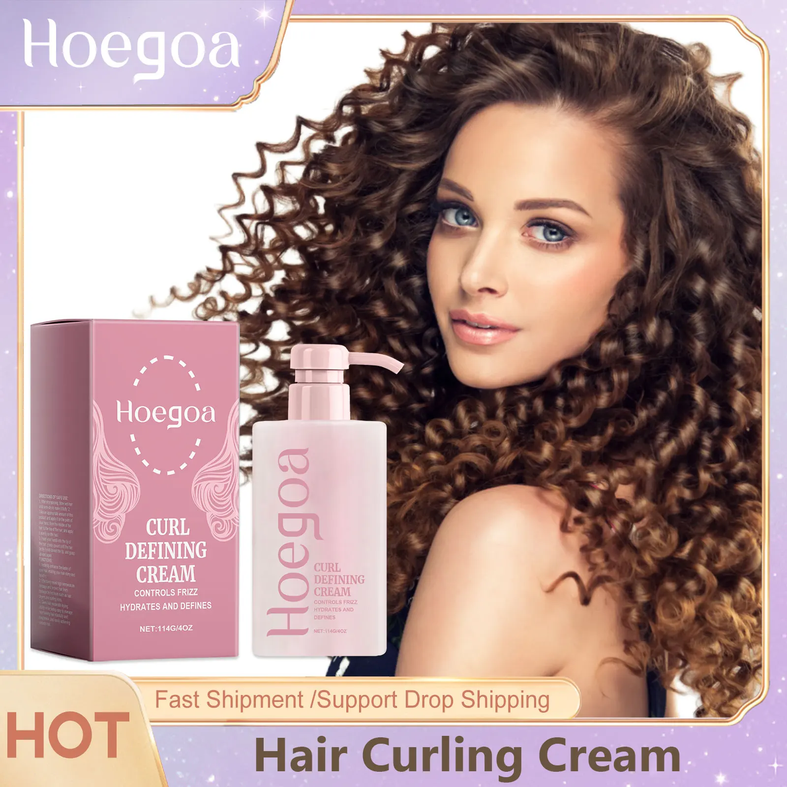 

Coconut Oil Hair Curling Cream Curl Enhancer Booster Moisturize Soften Defining Curls Anti-Frizz Elastin Fluffy Styling Hair Wax