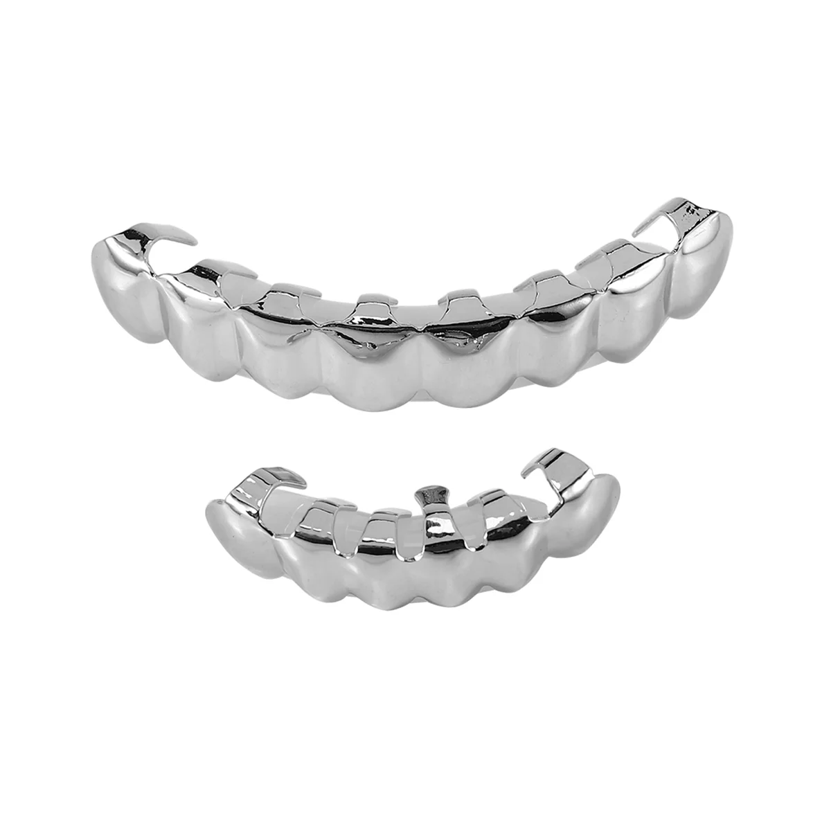 New Hip Hop Teeth Set Top Bottom Mouth Teeth Grills Fashion Removable Dental Grills Jewelry(silver+white)