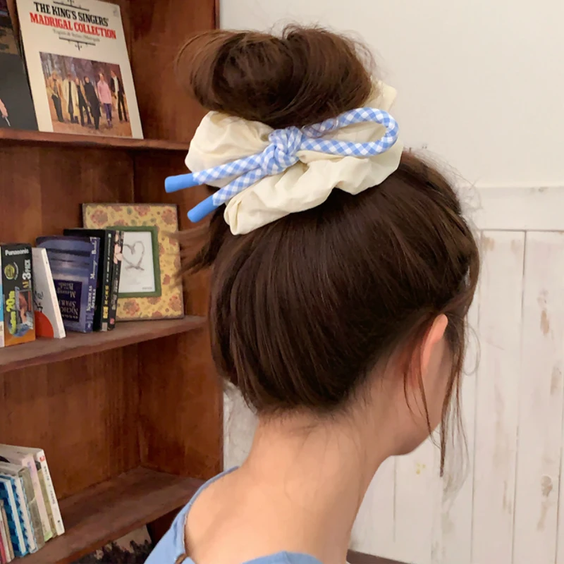 

Women's Hair Scrunchies Korean Bow Pleat Cute Kawaii Fashion Versatile Headwear Elastic Hair Band Sweet Hair Accessory For Girl