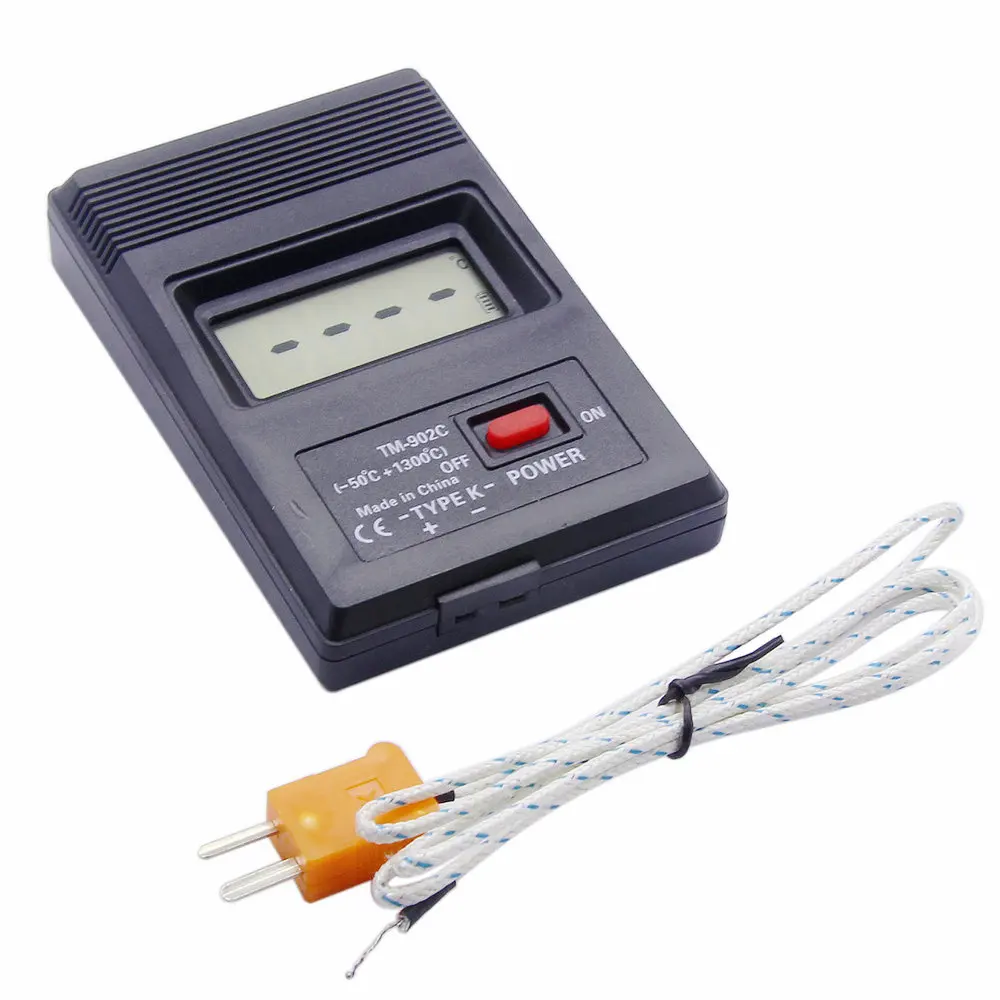 TM-902C Black K Type Digital LCD Temperature Detector Thermometer Industrial Thermodetector Meter + Thermocouple Probe