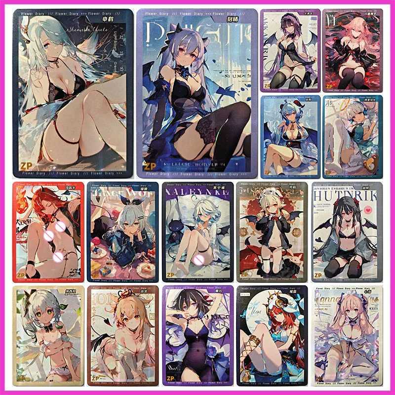 

Anime Goddess Story Rare ZP Collectible Card Nilou Yoimiya Hu Tao Silver Wolf Ganyu Kafka Keqing Toys for boys Birthday Gift