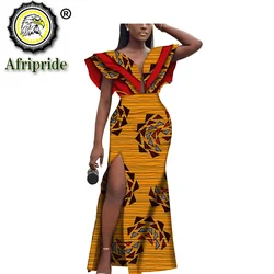 Women`s Dresses African Ankara Print Deep V Neck Loose Empire Plus Size Dashiki Outfits Wax Batik Dress AFRIPRIDE S1925103