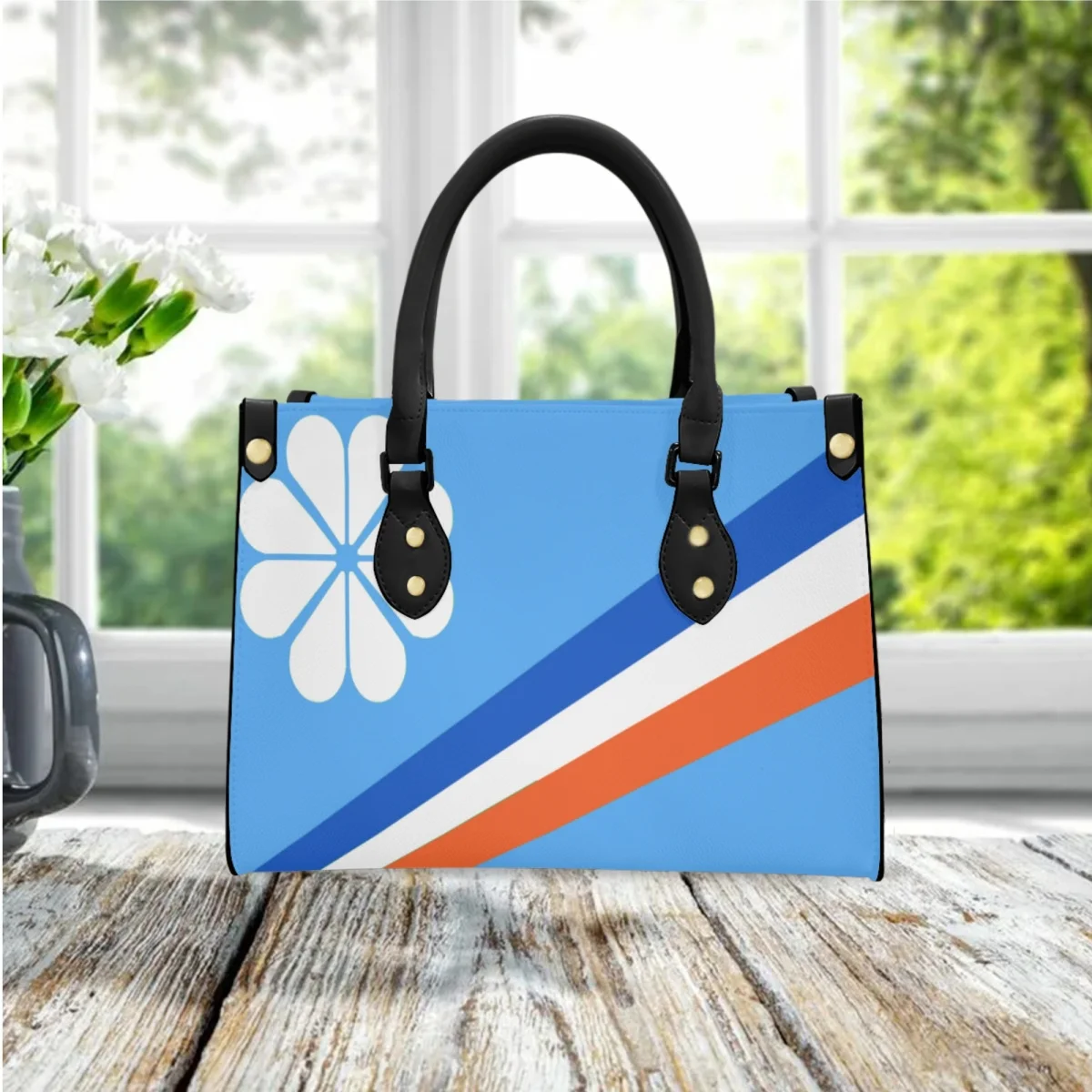 FORUDESIGNS Stripe Print Design Handbag Leather Elegant Island Style Ladies Handbags Simple Advanced Tote Bags New Trendy