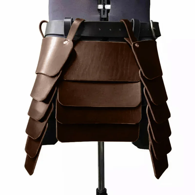 Medieval Viking Knight Leg Armor Leather Tassets Belt Renaissance   Battle Skirt For Reenactment Cosplay Costume
