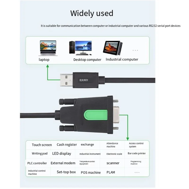 AU61-Waveshare USB Ke RS232 Kabel Seri USB Tipe A Ke DB9 FT232RL Chip Multifungsi Kabel Seri Nyaman