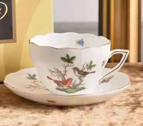 Coffee cup plate, single cup plate, exquisite bone china afternoon tea, coffee cup plate