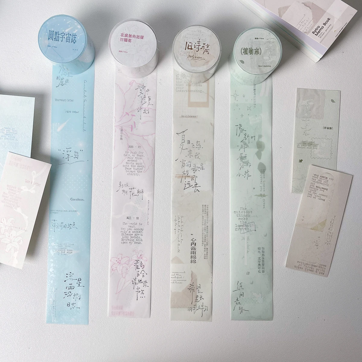 WAKAWAKA 4Pcs Translucent Washi Tape Silver Foil Masking Tape 4cm×3.5m Die-Cut Tape for Journaling Scrapbook Vintage Decor