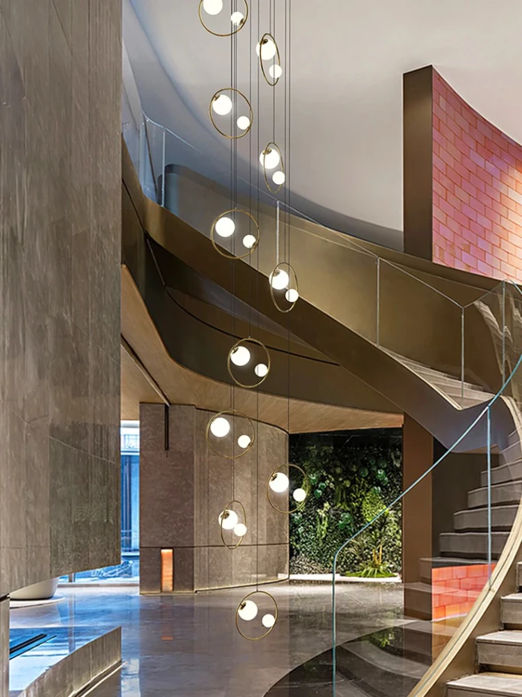 

Minimalist Design Magic Bean Glass LED chandelier lustre Highly adjustable Ceiling Dimmable Hotel villa Staircase Decoration