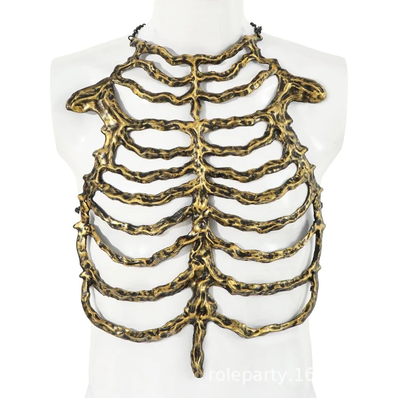 Gothic Skeleton Rib Cage Chest Armor PU Foam Ribcage Corset Body Harness Hollow Skeleton for Halloween Cosplay Festivals - view 5