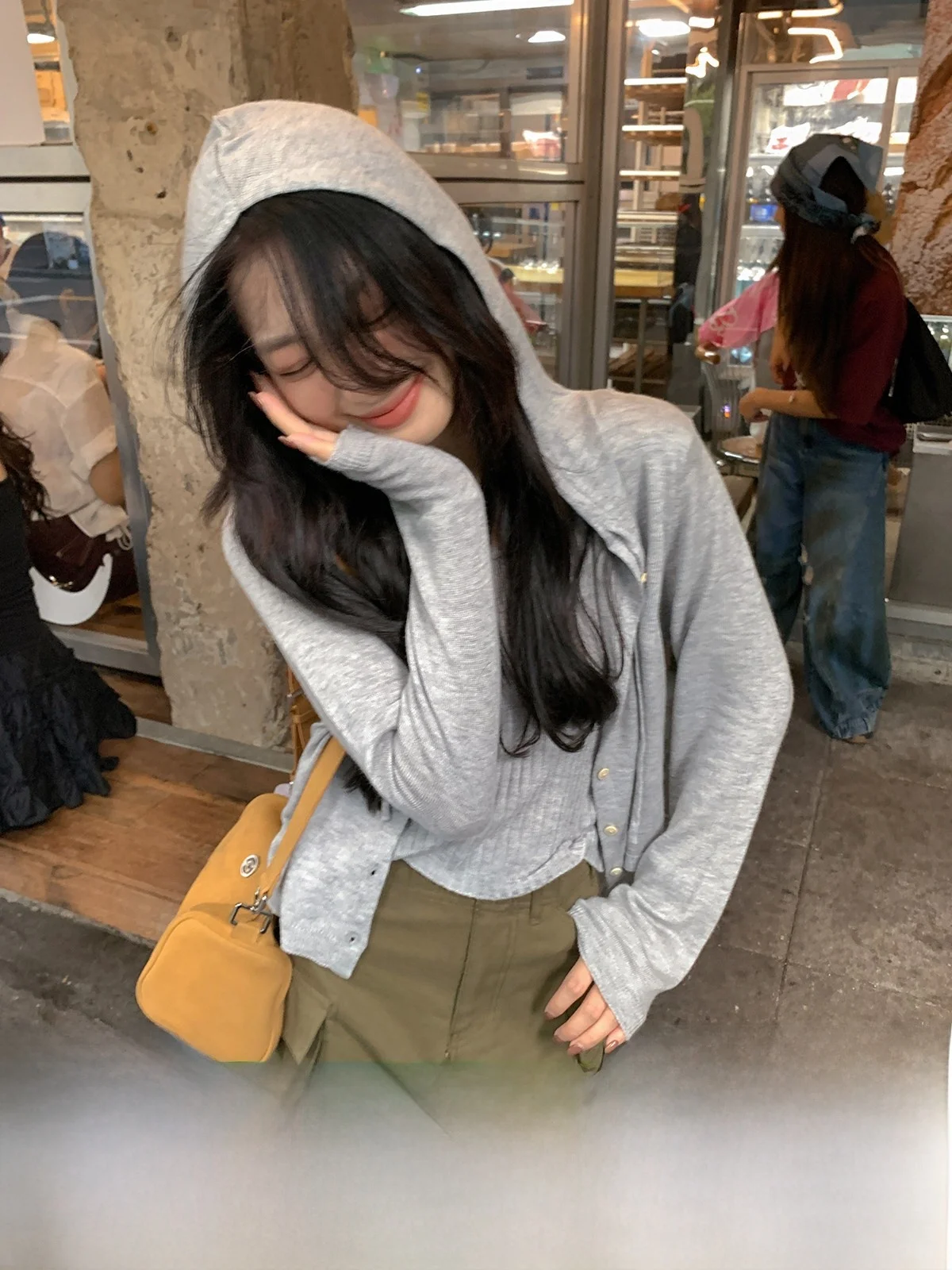 

Sisilyon Mixed Sle ort Knitted Top Women's Casual Wear Polyester Fiber Long Sve Hooded Fake Two-Piece Warmth Clothing