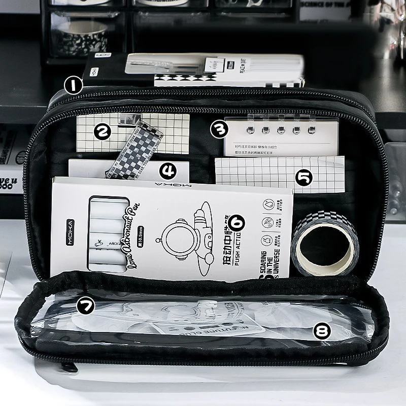 Large Capacity Pencil Bag Simple Stationery Storage Bag Children Pen Case Transparent Pencil Case Students School Supplies