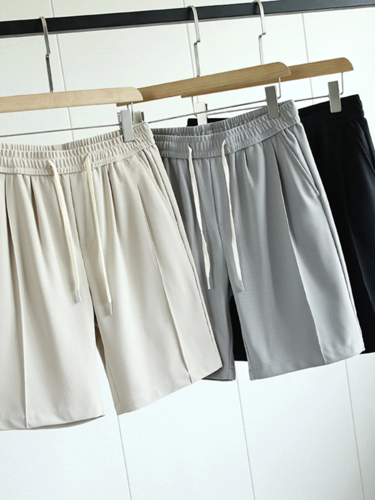 

Quali Series High-End Men's Spor Casual orts Elastic Waist Summer Fitn Loose Fit Straight Leg Basic Color Qui Dry